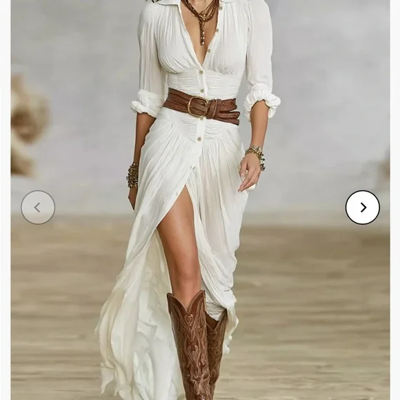 Elegant White Maxi Dress - Picture 2 of 6